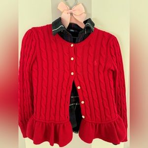 ♥️ Ralph Lauren Peplum Cardigan & RL coordinating Peplum flannel shirt size 6♥️